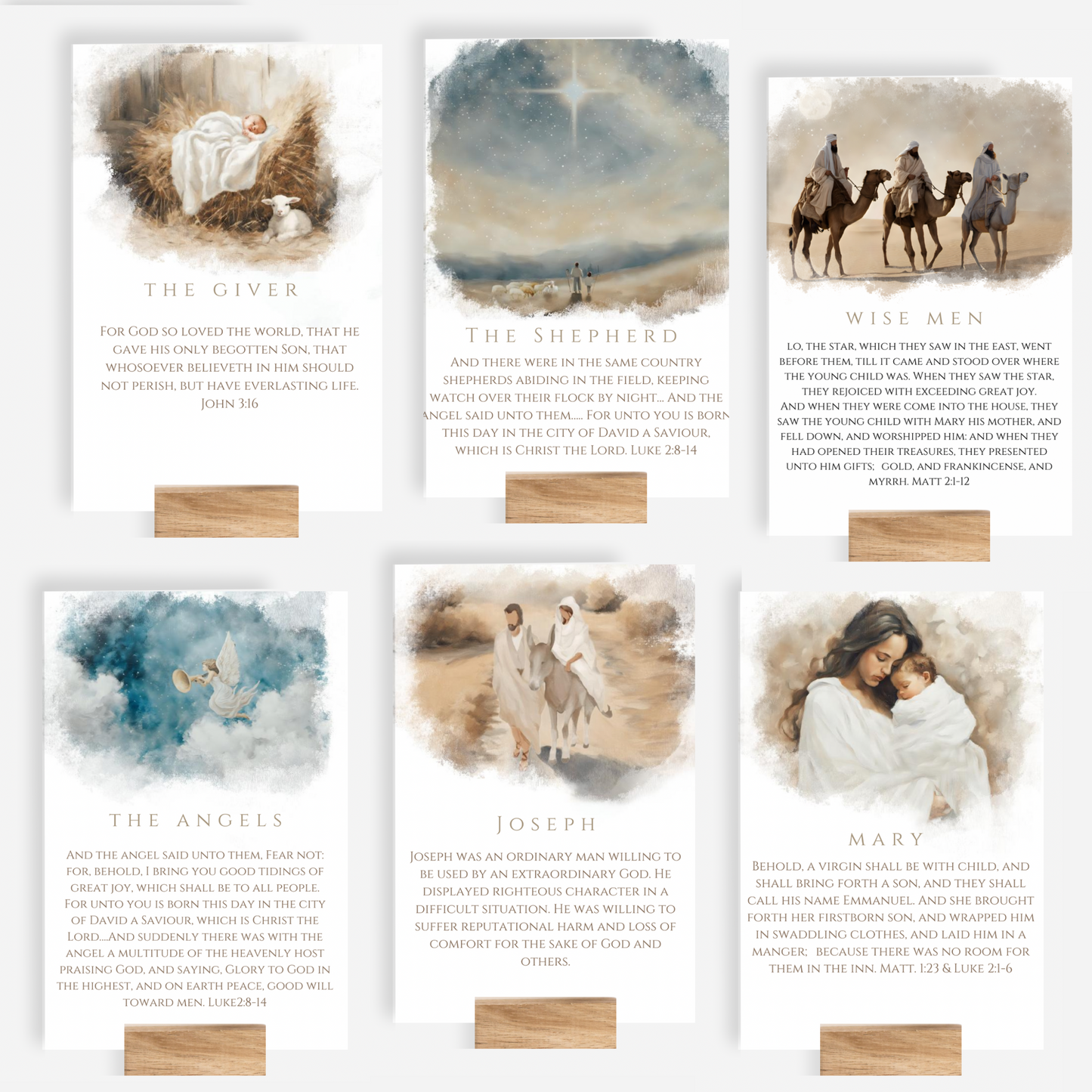 Cartes de scène de la Nativité et bloc de bois