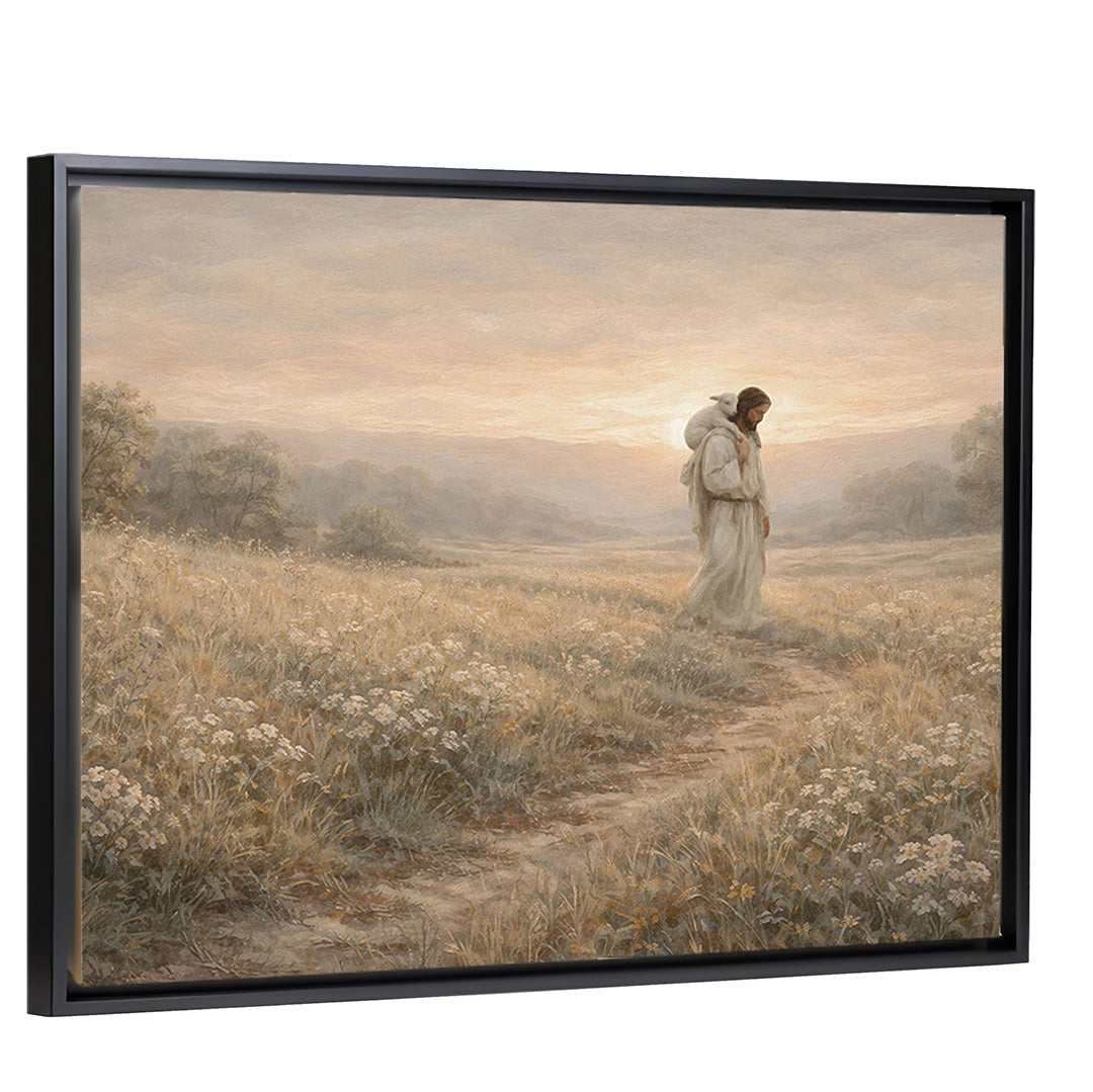 Along the Narrow Path - Black Framed Canvas
