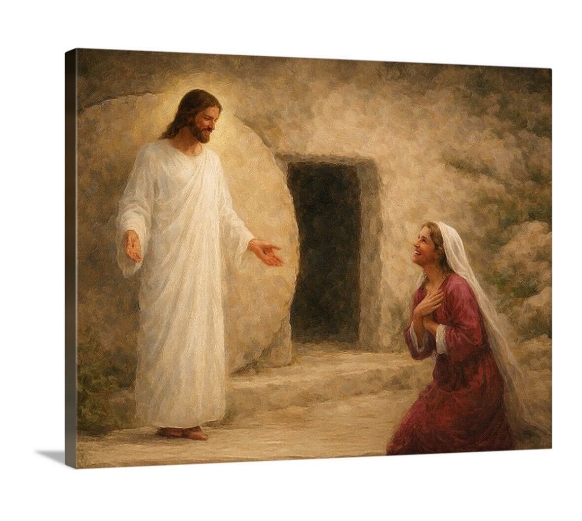 At The Tomb Canvas – Christ's Resurrection Christian Art – Light