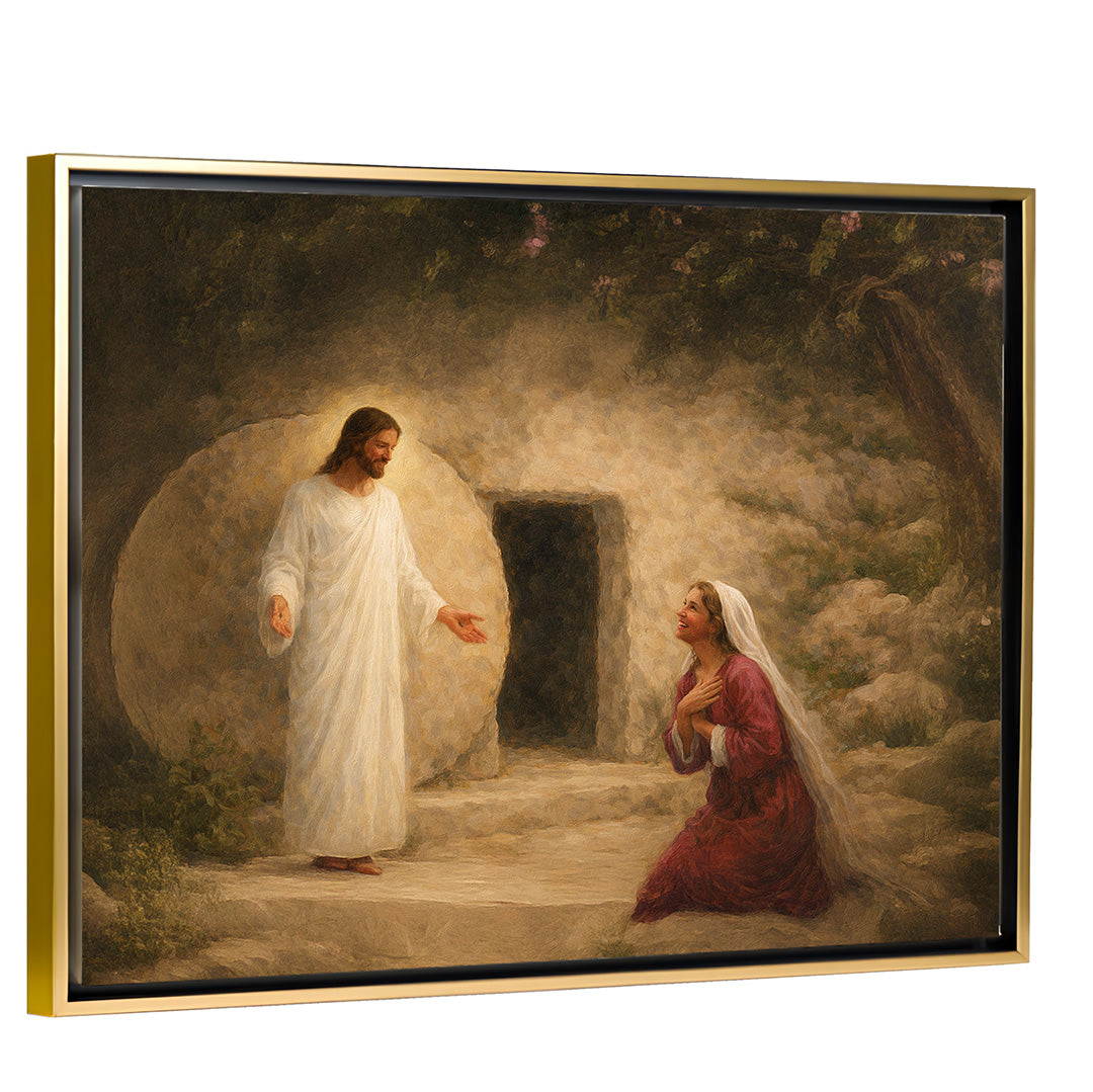 At The Tomb - Gold Framed Canvas