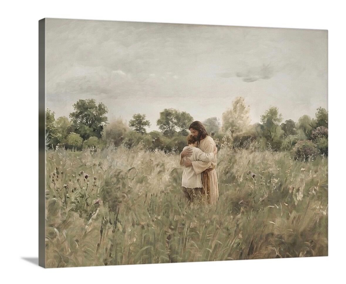 His Embrace - Brown Hair Boy - Canvas