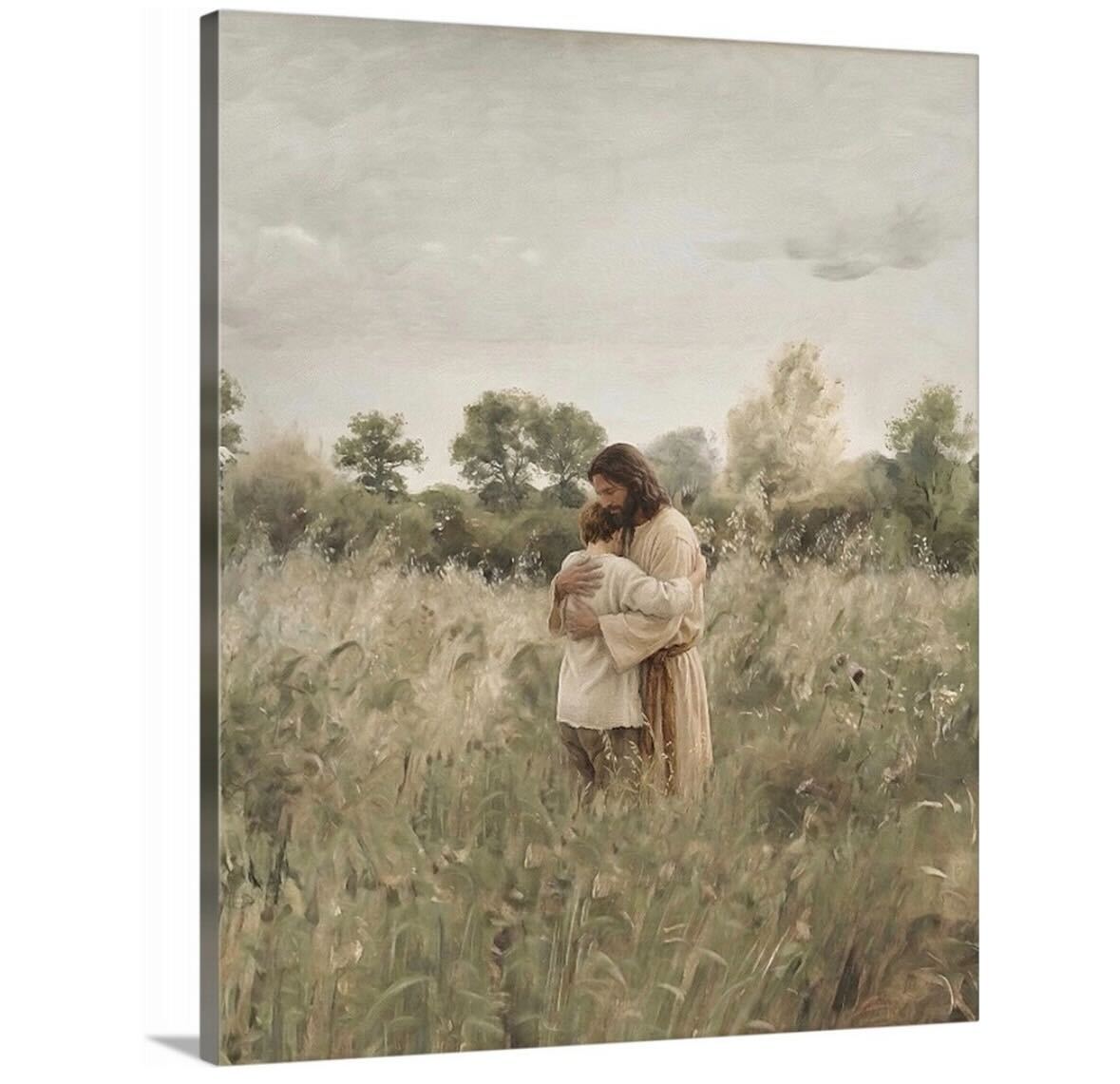 His Embrace - Brown Hair Boy - Canvas