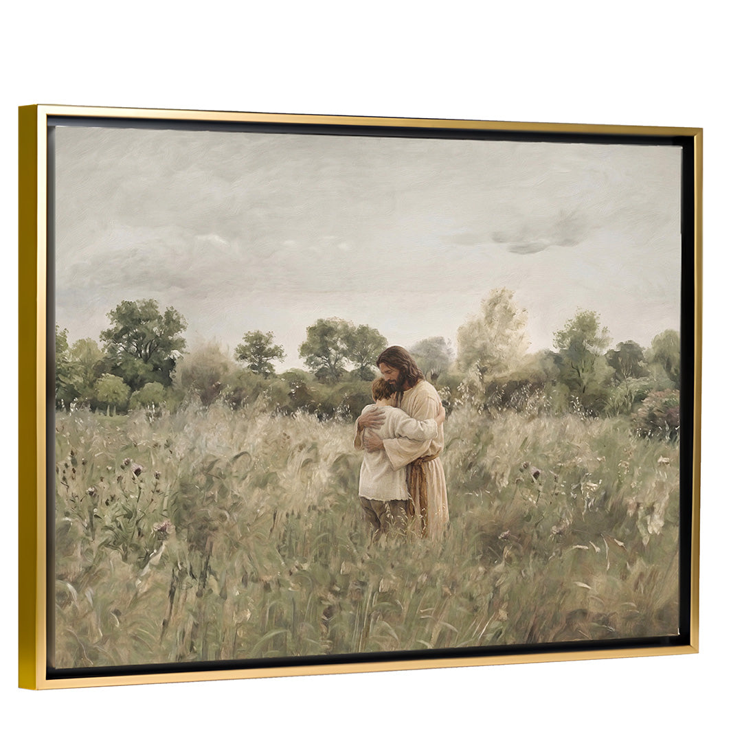 His Embrace - Brown Hair Boy - Canvas