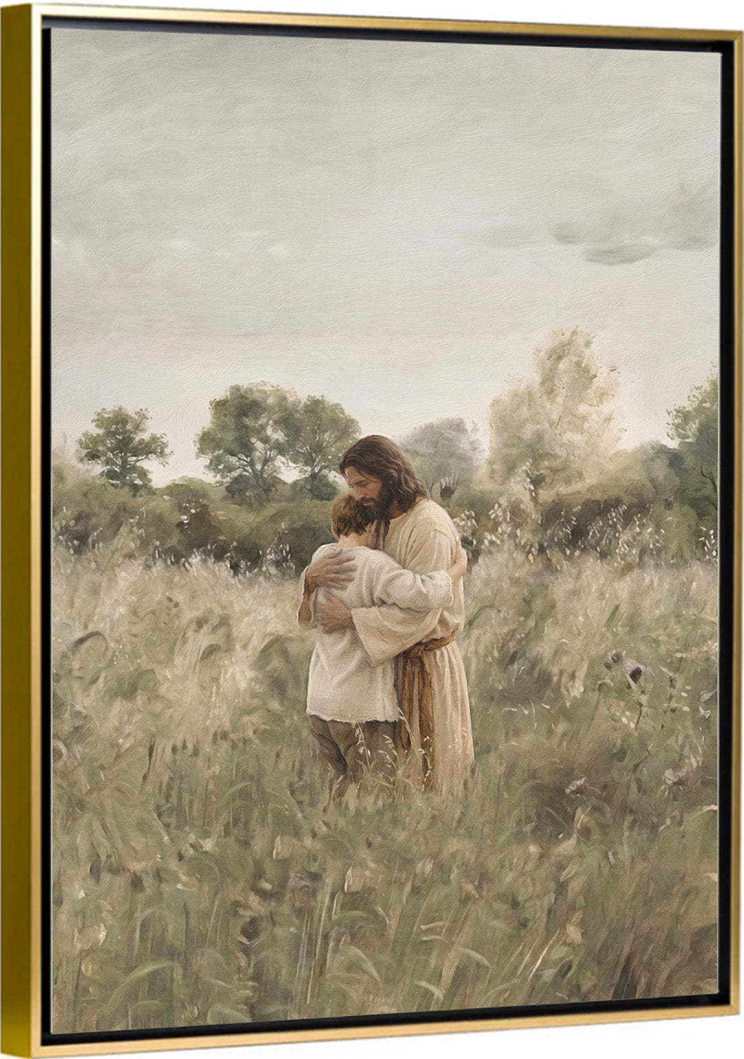 His Embrace - Brown Hair Boy - Canvas