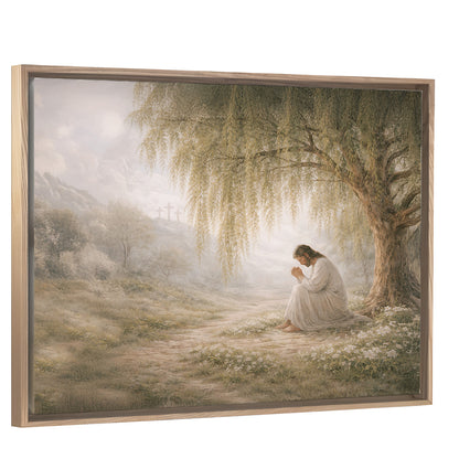 Garden of Gethsemane - Light Wood Horizontal Framed Canvas