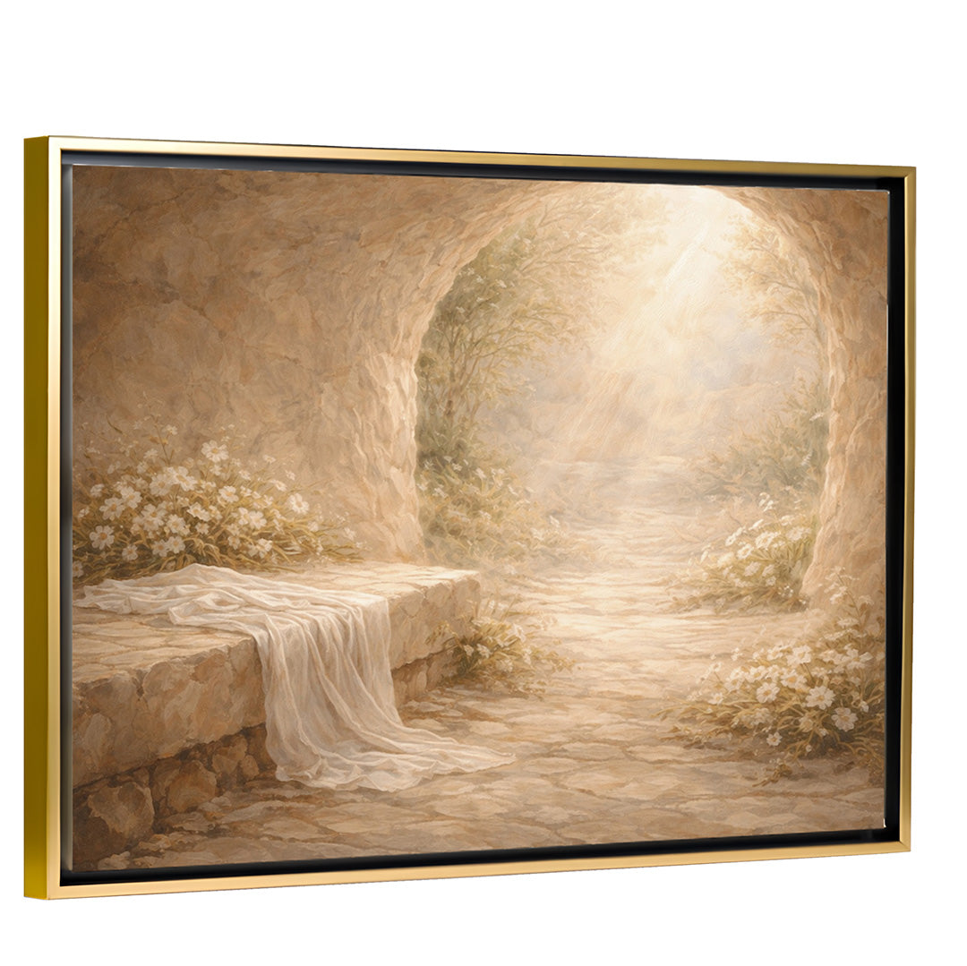 He Lives - Gold Framed Horizontal Canvas