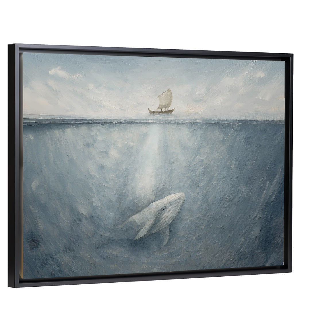 Jonah and the Whale Canvas with Black Wood Frame