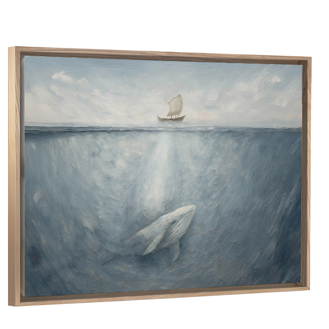 Jonah and the Whale Canvas with Light Wood Frame