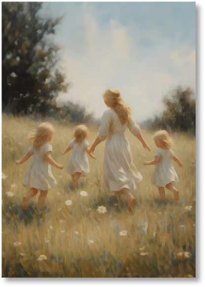 Mommy and Me, 3 Blonde Girls - Print