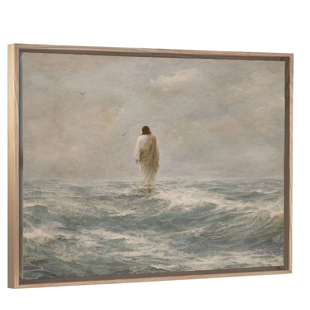 Safe with Him - Light Wood Framed Canvas