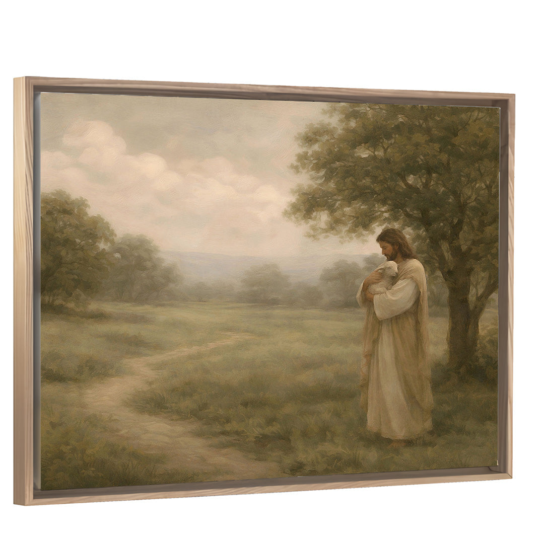 Tender Care - Light Wood Framed Horizontal Canvas