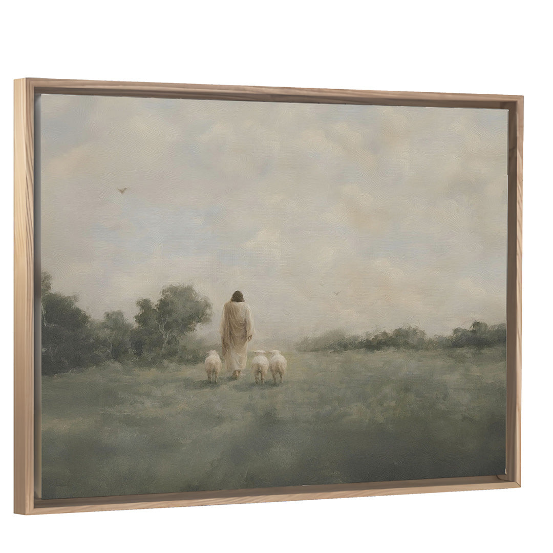 Under His Watch - Light Wood Framed Canvas