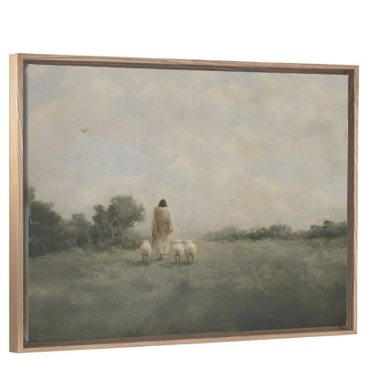 Under His Watch - Light Wood Framed Canvas