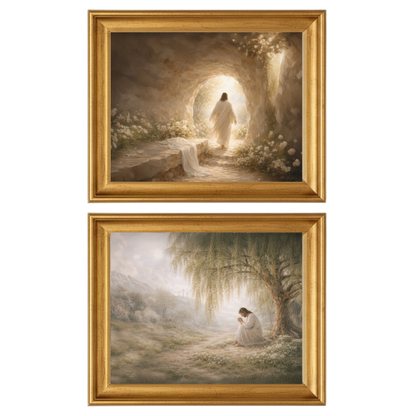 Set of 2 Framed Prints | Easter – Alive Again & Garden or Gethsemane